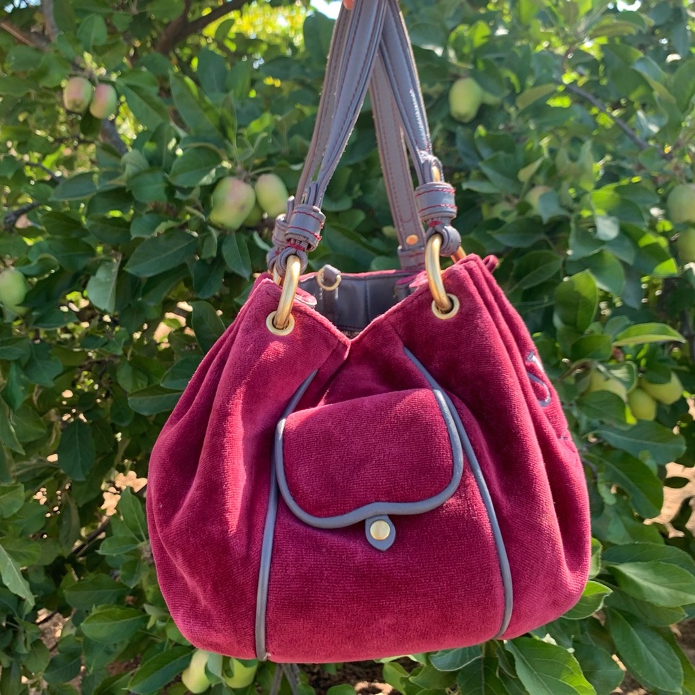 Juicy Couture Y2K 2000s “Juicy Is For Life” Velour Shoulder Bag - Picture 3 of 11